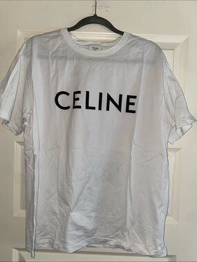Celine White T-Shirt with Black Logo